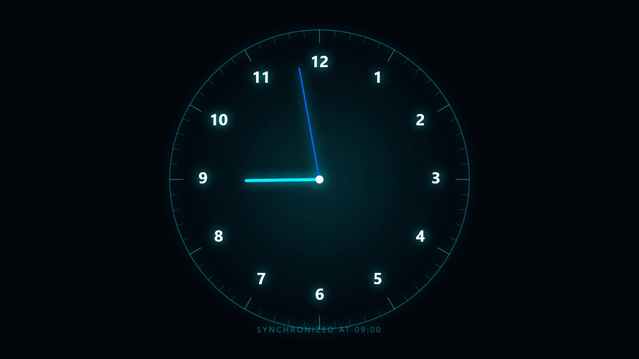 Digital Clock Face Counting Down to Nine O'Clock