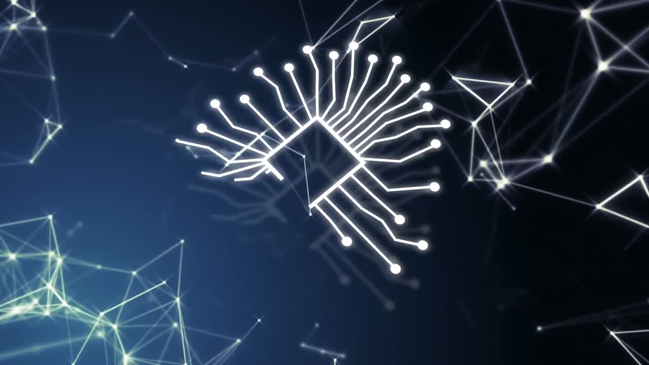 Animation of artificial intelligence text and data processing over connections