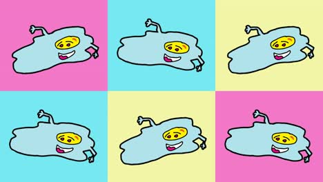 kids drawing pop art seamless background with theme of fried eggs