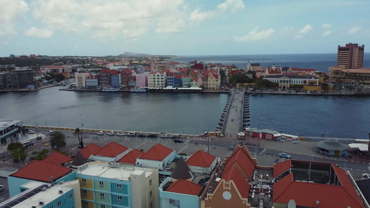 Cloudy Day view of Waterfront Colorful Skyline by St. Anna Bay in Willemstad