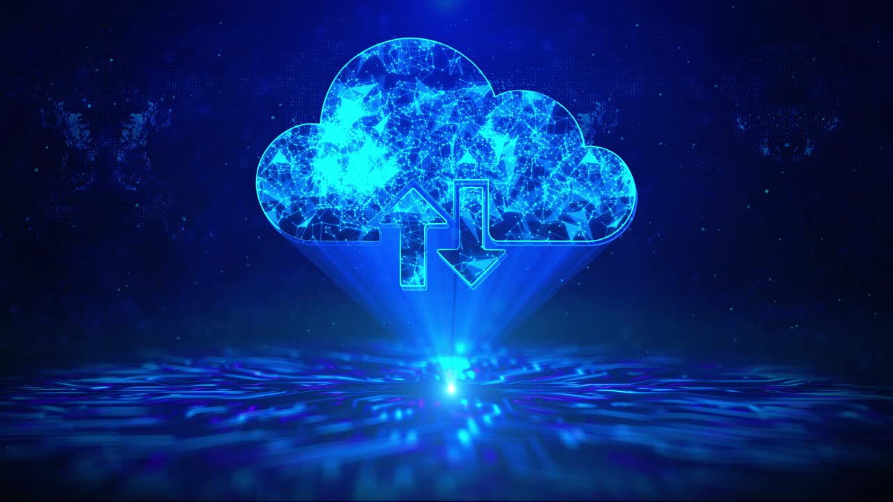 Cloud computing text with hud rotation digital technology interface sci fi hologram cyberspace cloud