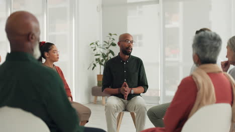 psychologist, group and therapy with conversation