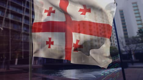animación de la bandera de georgia sobre el paisaje urbano
