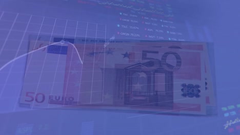 Animation-Der-Finanzdatenverarbeitung-über-Euro-Banknoten