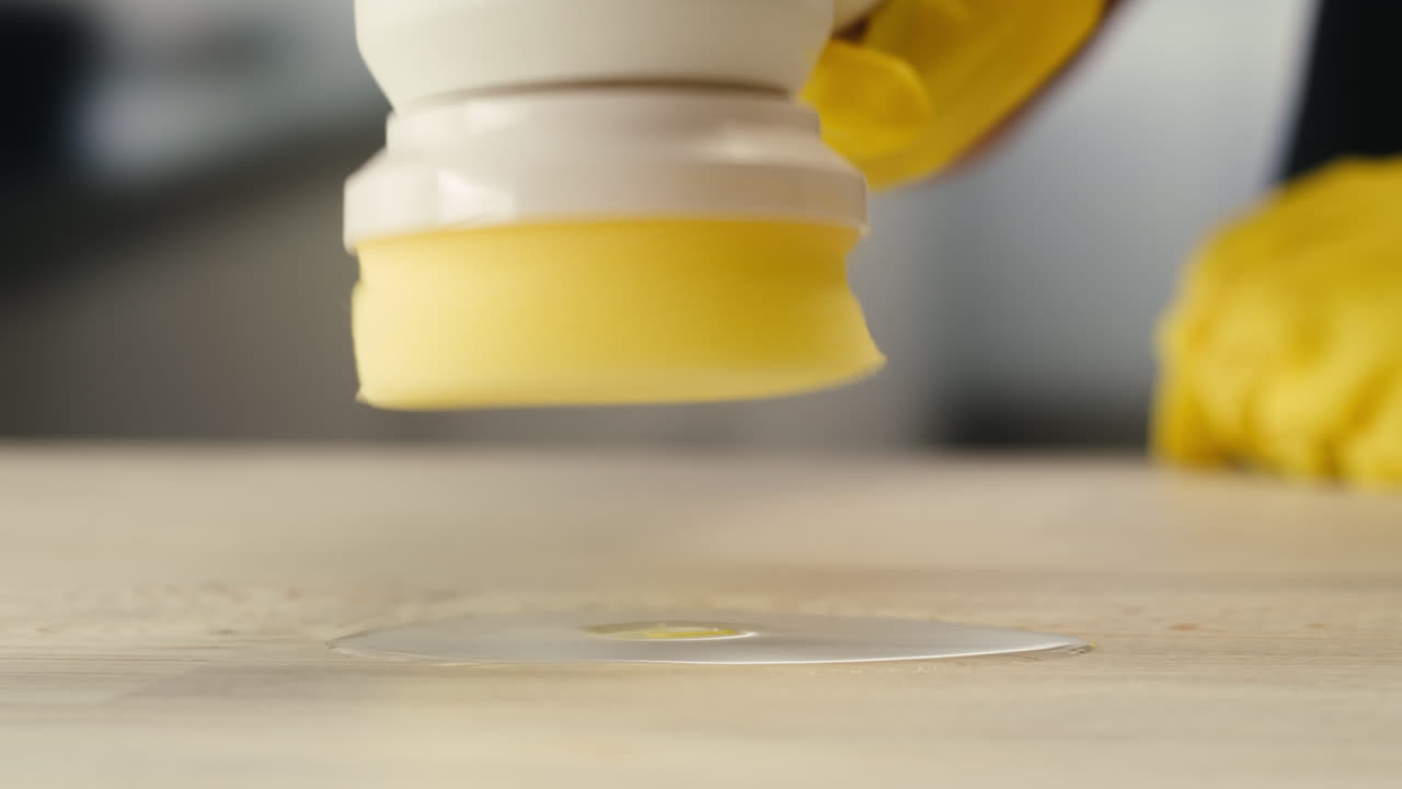 Close-up of Cleaning Brush with Sponge Scrubbing a Surface