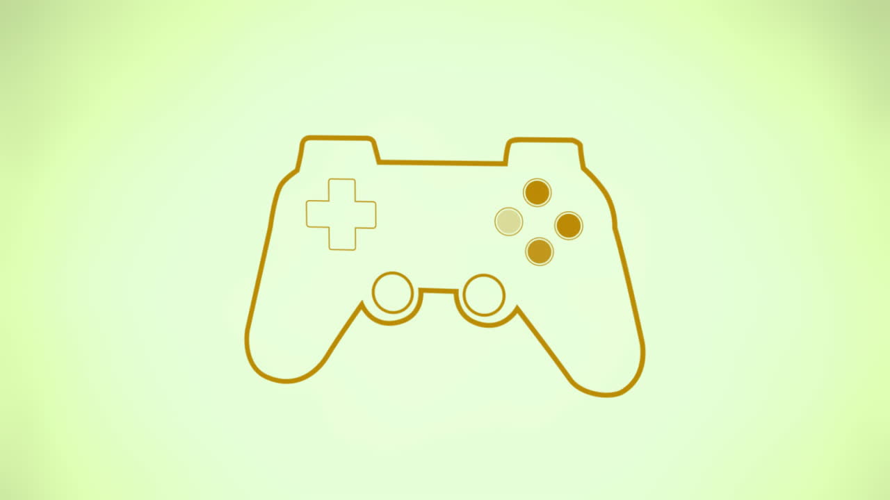 animación del controlador de mano del gamepad parpadeando sobre un fondo verde pálido