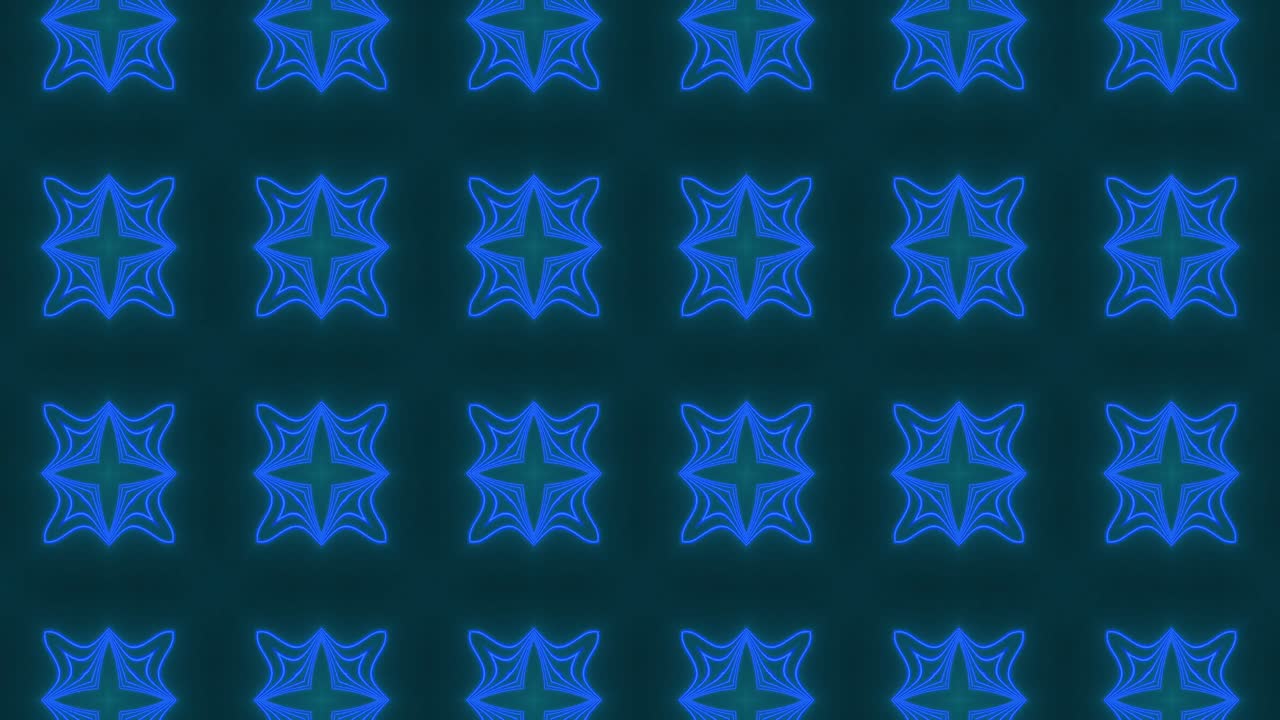 animación de múltiples formas de caleidoscopio azul neón brillantes que se mueven en un bucle sin costuras