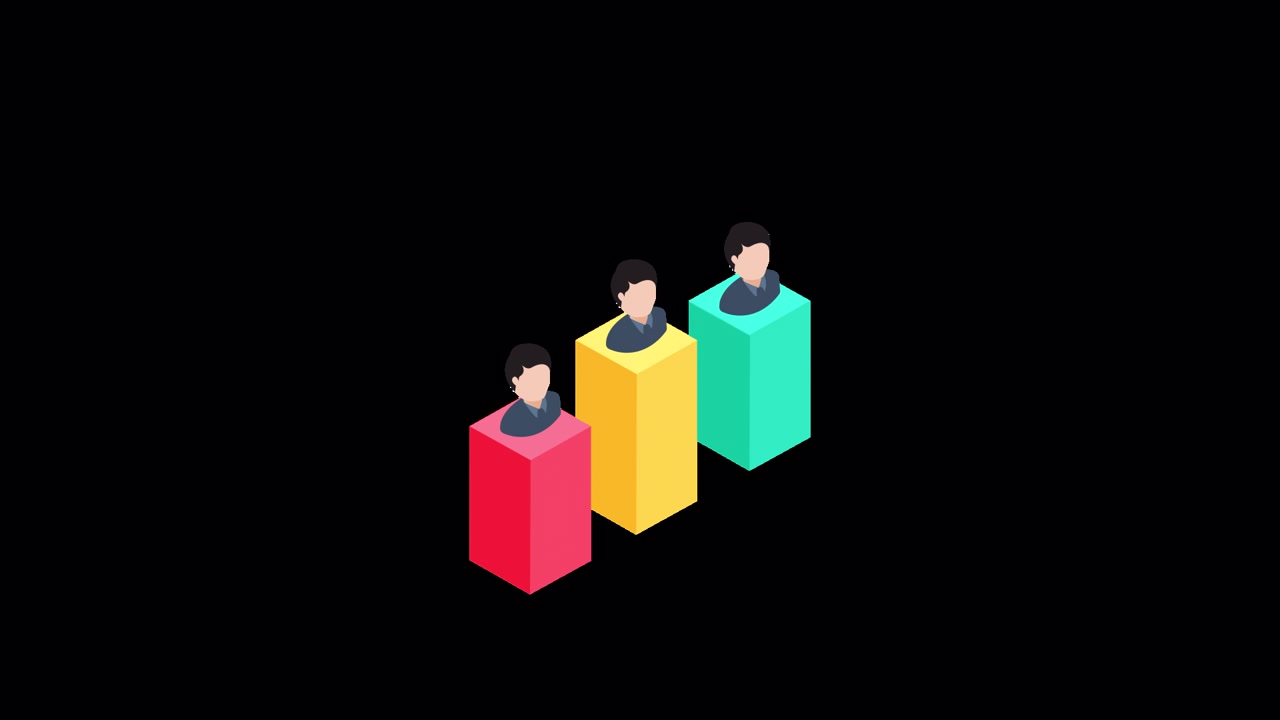 Animated Isometric Bar Chart with Human Avatars