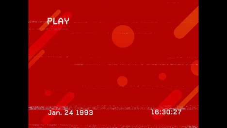 animación de la interfaz de juego en pantalla con glitch y formas en fondo rojo