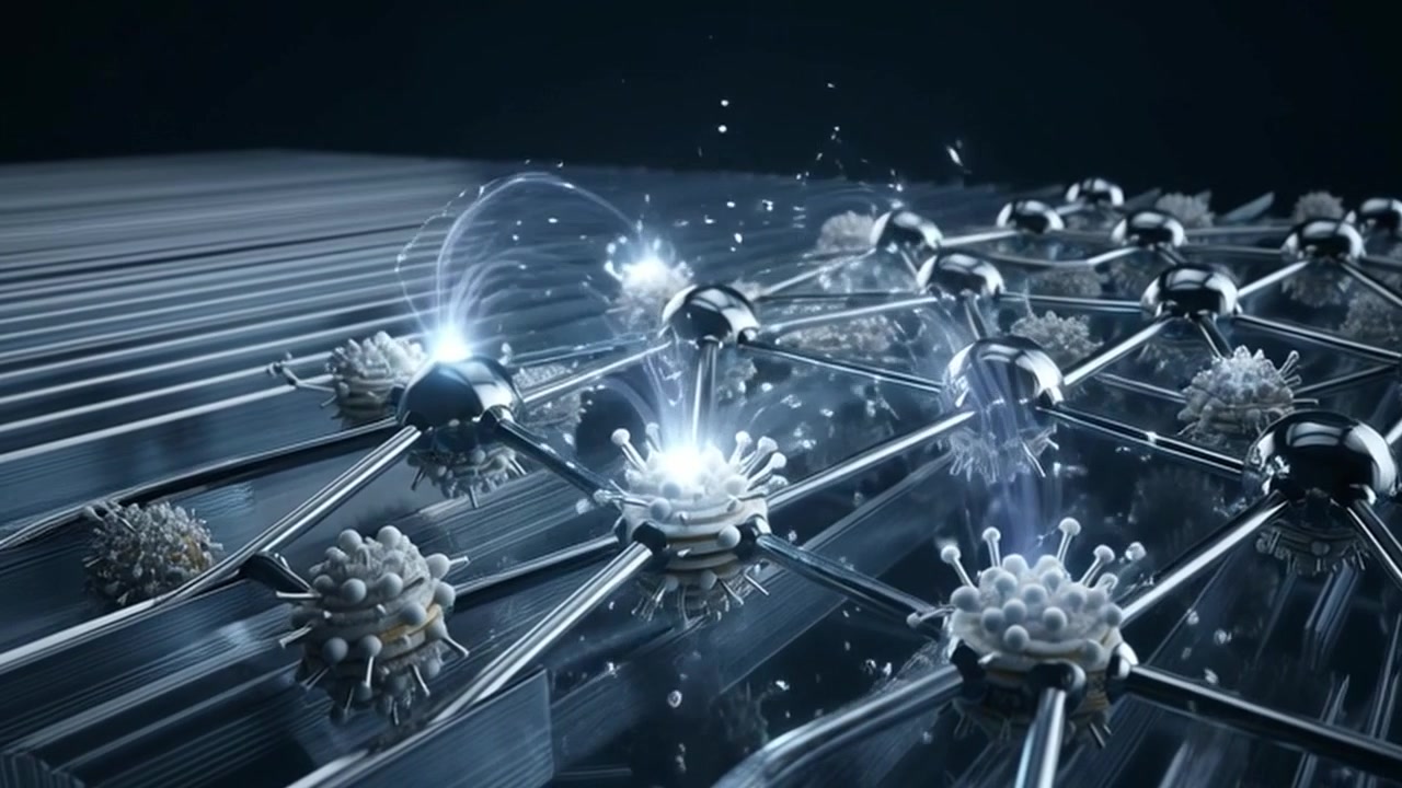 Abstrakte 3D-Animation einer leuchtenden molekularen Netzwerkstruktur