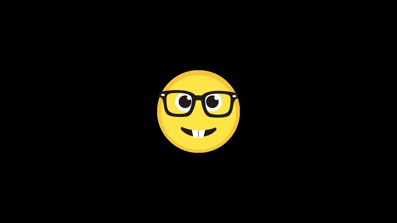 Animeret nørd-emoji-ansigt med briller, der blinker
