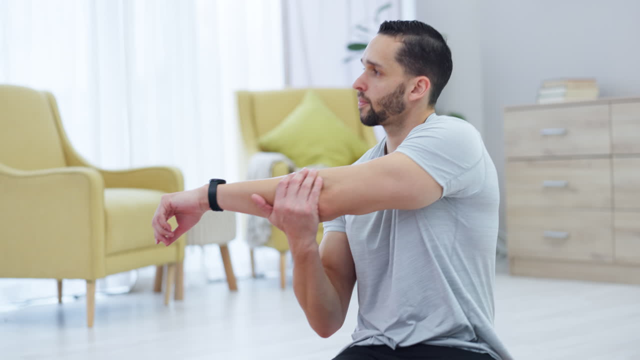 Salute, stretching e uomo che fa yoga