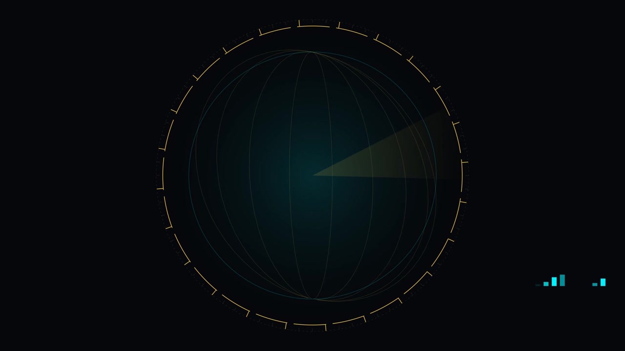 Interfaccia radar digitale che scansiona un globo