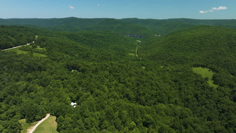 Weite-Landschaft-Mit-Dichtem-Dickicht-Auf-Dem-Campingplatz-Steel-Creek-In-Der-Nähe-Des-Buffalo-National-River,-Arkansas,-USA