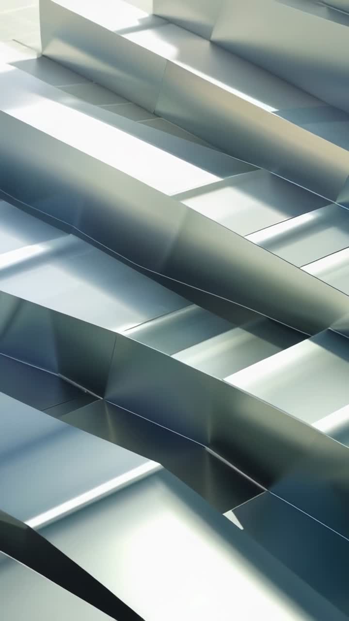 Vertical video: Shifting camera revealing layered beams and dark-edged strip in digital backdrop