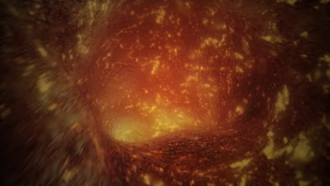 moving backward inside blazing lava tunnel. 3d abstract