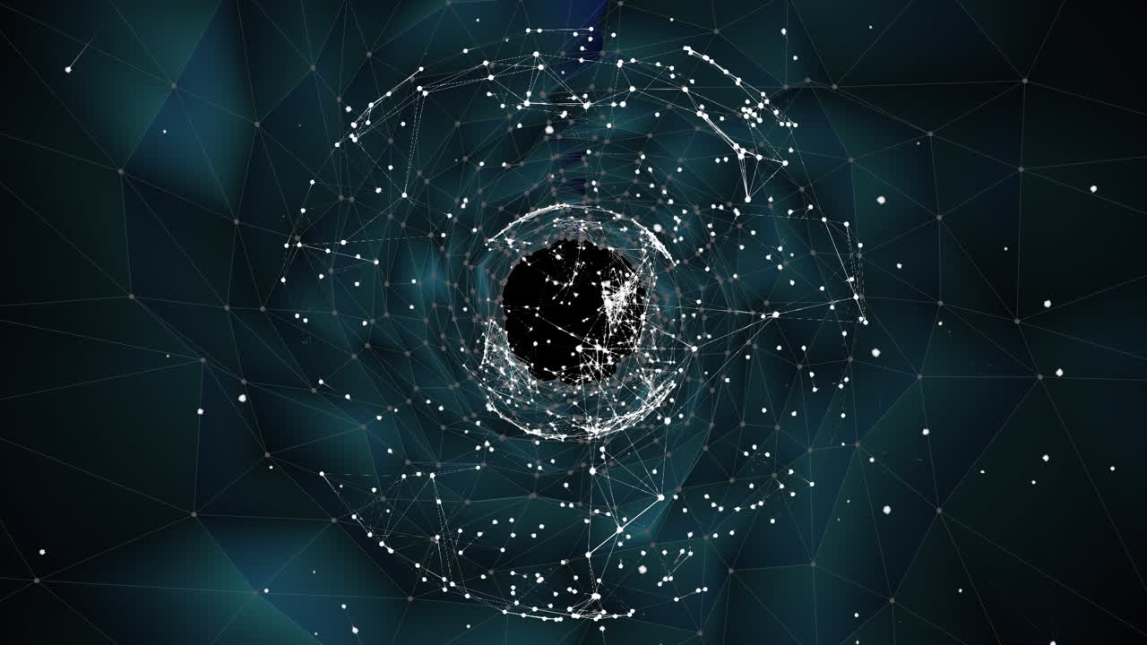 animación del globo con conexiones sobre el espacio digital negro