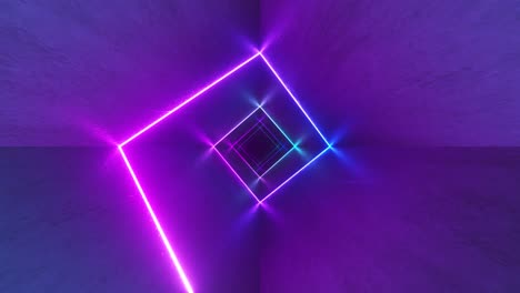 endless flight in the corridor with a laser neon curve. modern ultraviolet lighting. blue purple light spectrum. seamless loop 3d render