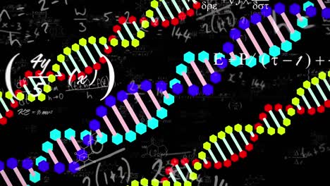 Animation-of-scientific-data-processing-and-dna-strands-spinning