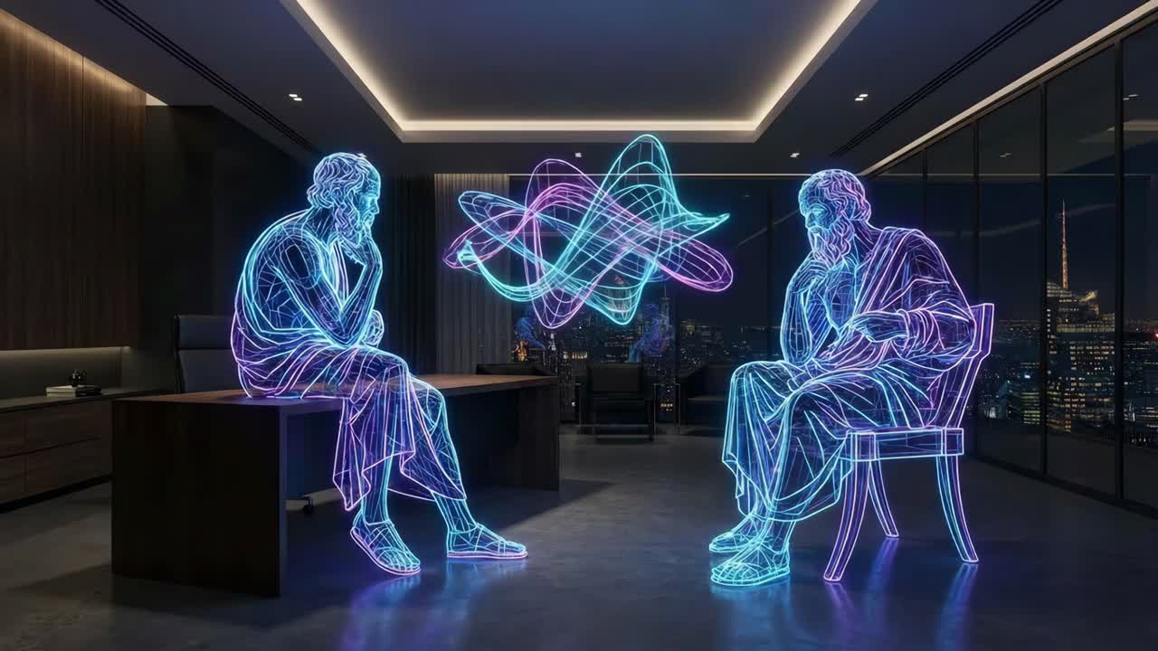 Holografiske figurer på et kontor