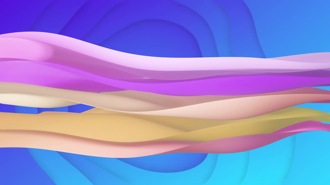 Animation of waving layers moving over multi coloured background