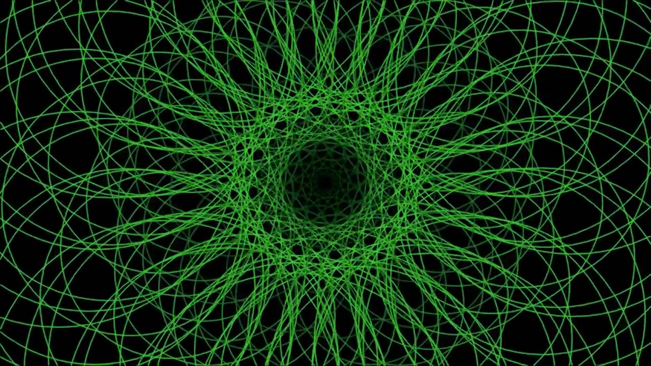 Animação de Padrão Circular Geométrico Verde Abstrato em Fundo Preto