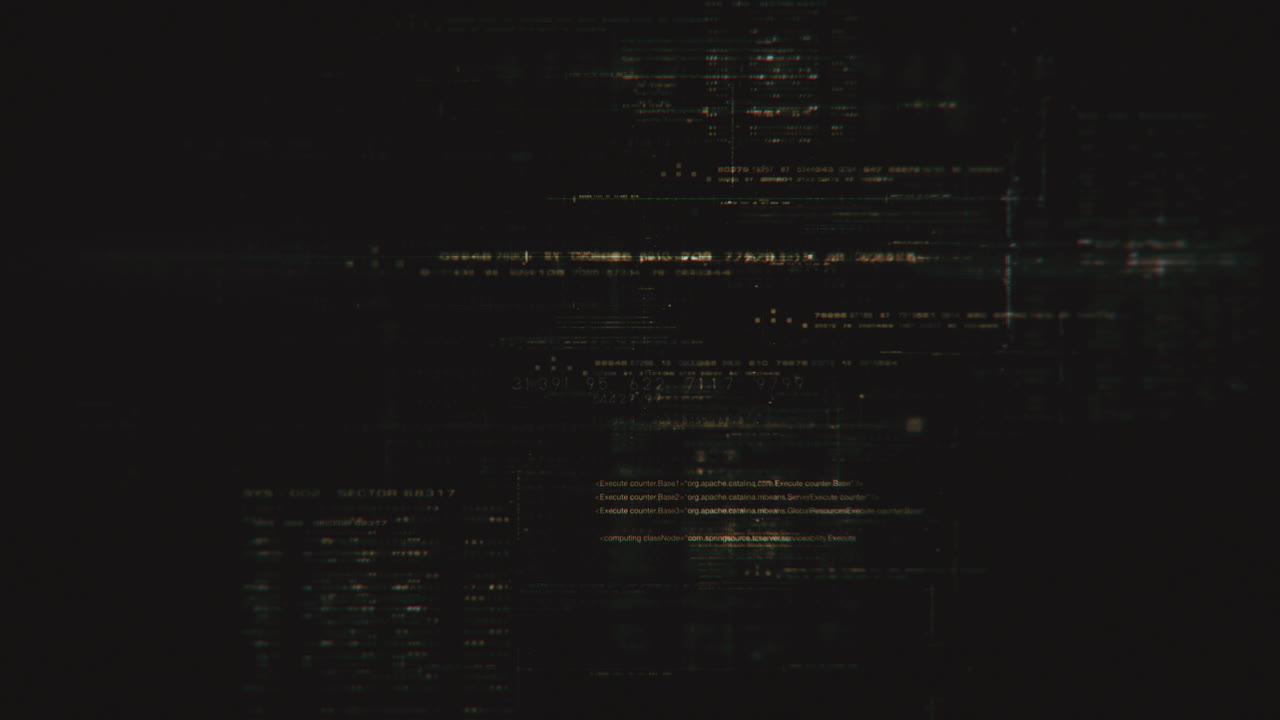 Futuristic artificial neural networks simulation, artificial intelligence deep learning performing analytic computational head up display loop background