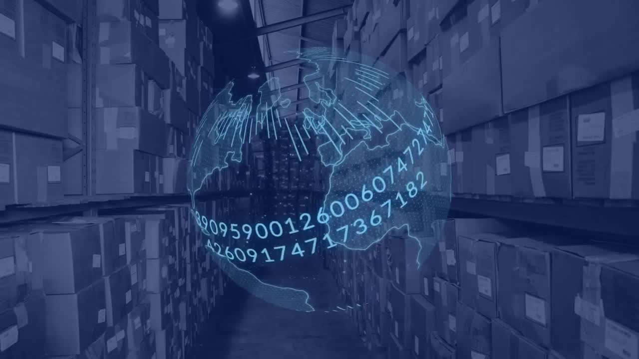 창고 위에 숫자를 가진 지구의 애니메이션