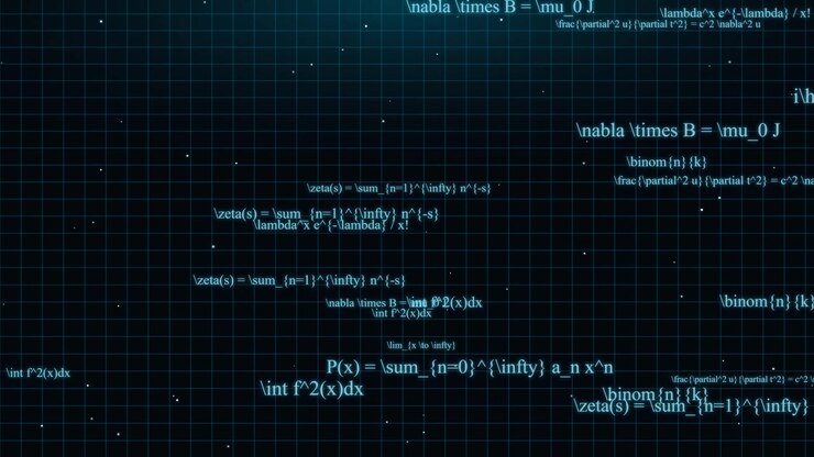 Floating Mathematical Formulas and Equations on Digital Grid Background