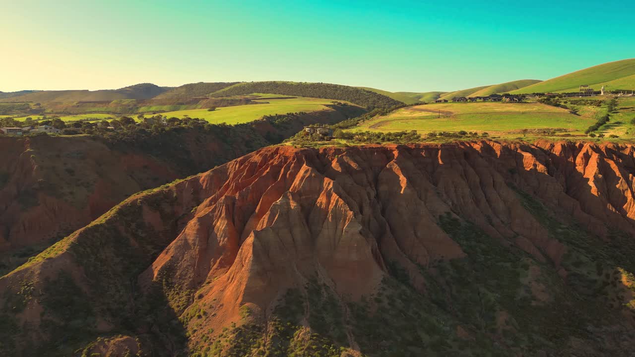 Aerial view of seascape along the vast beach on the South Coast during summer