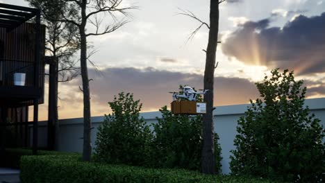 el concepto de transporte aéreo de negocios por avión no tripulado, robot de transporte autónomo