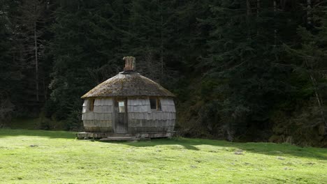 wooden cabin located on the shore of lac de payolle, a touristic artificial lake located in the communes of campan and arreau of the hautes-pyrénées department.