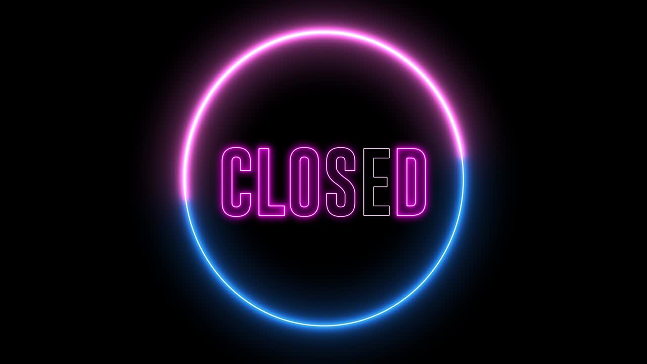 текст "открыть" с неоновой световой петлей анимации. абстрактный творческий объект.