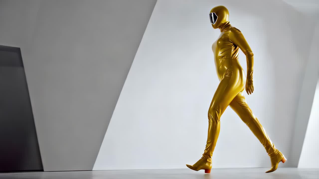 Guld futuristisk rumdragtmodel