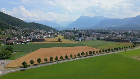 Aerial-Shot-of-Thun-City-in-Switzerland