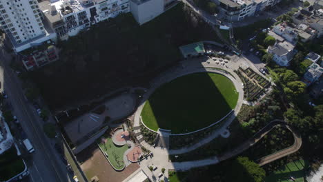 San-Francisco-USA,-Aerial-View-of-Francisco-Park-in-Russian-Hill-Neighborhood,-Drone-Shot