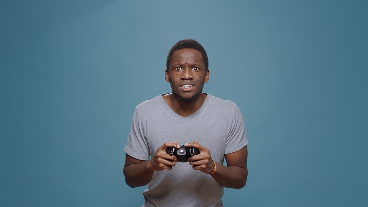 Frustrated person losing videogames online competition