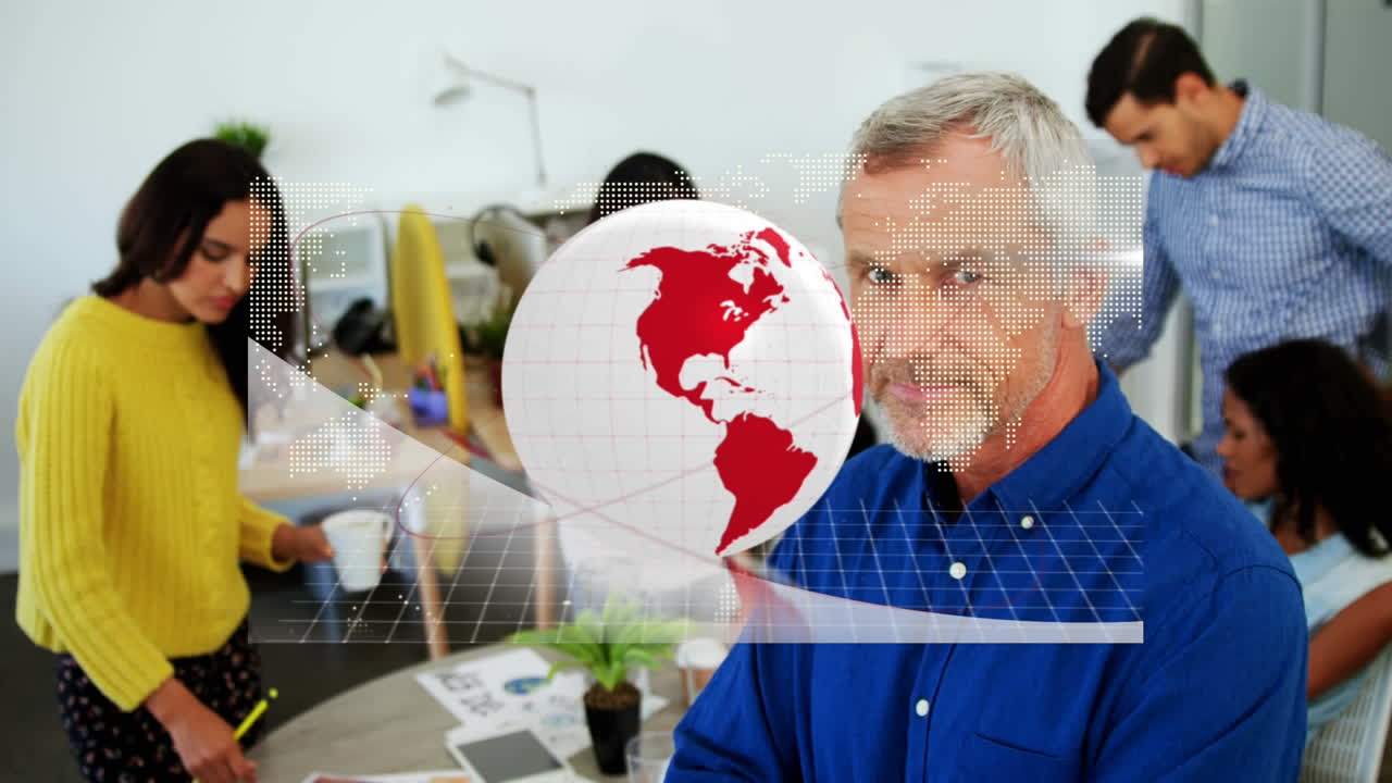 사무실에서 다양한 사업가들에 대한 전 세계의 애니메이션