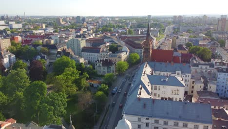 Ostrava-City-with-Evangelical-Church-of-Christ-in-Czech-Republic-in-Aerial-View