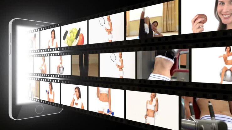 Montage of sportive women in different situations