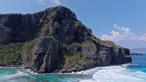 Drone-view-of-Fronton-beach-in-Las-Galeras-Samana,-Dominian-Republic