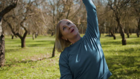 woman stretching outdoors