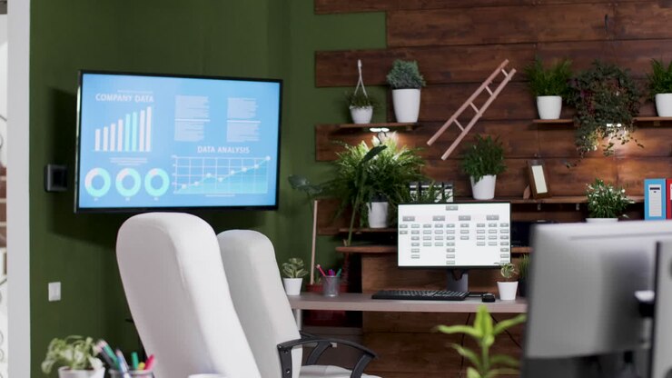 A superhero in an office setting analyzing data