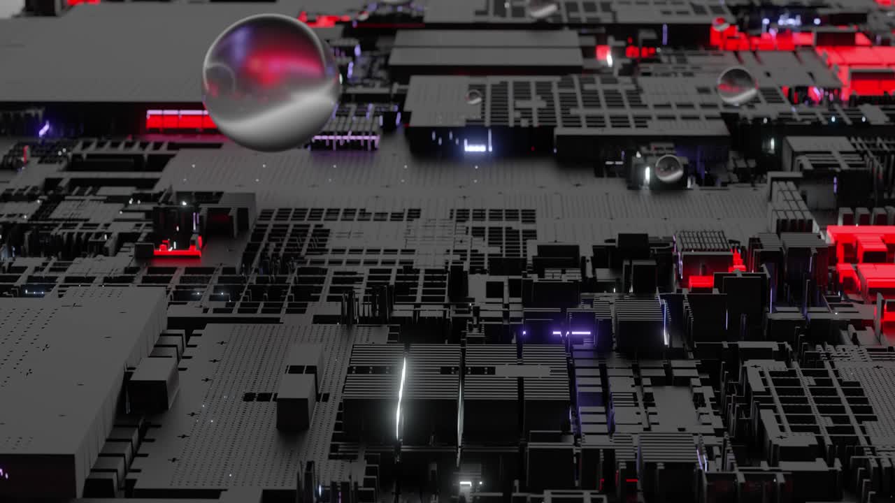 빛나는 요소와 유리 구를 가진  위의 가상 비행