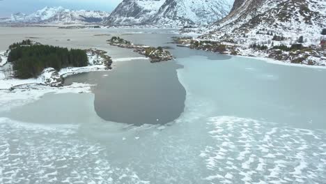 a beautiful frozen lake in the north of earth in the middle of winter