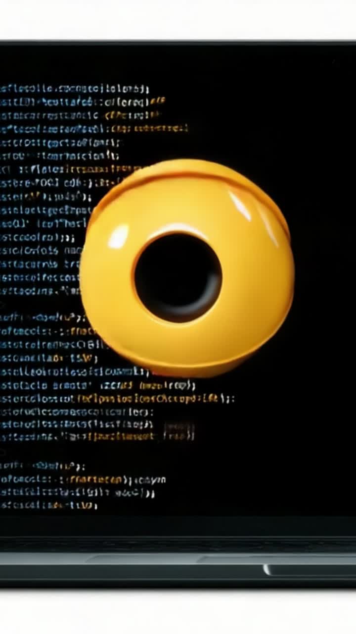 A Creative Illustration of Digital Security Featuring a Yellow Eye Design Positioned over Lines of Code on a Computer Screen, Symbolizing Surveillance and Technology