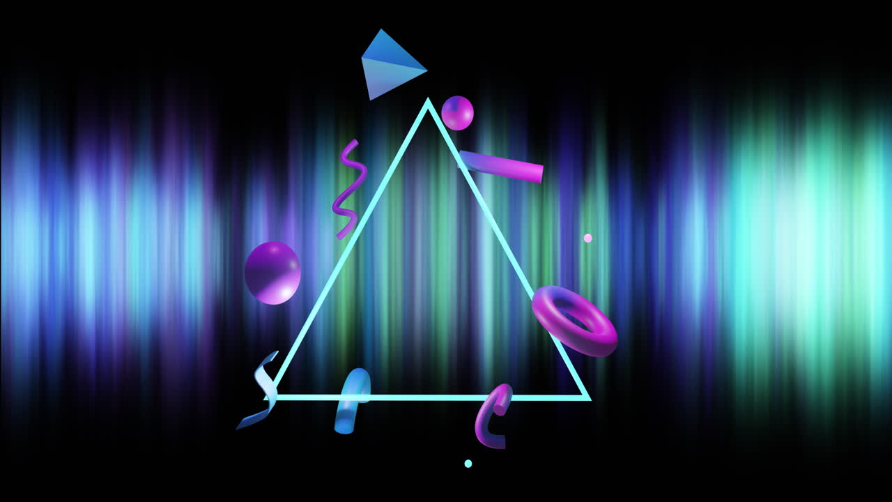 animación de formas 3d abstractas sobre un fondo oscuro que parpadea