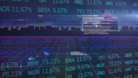 Animación-De-Interfaz-Digital-Y-Procesamiento-De-Datos-Sobre-Paisaje-Urbano