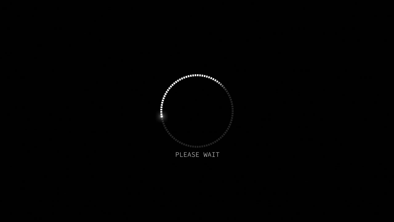 Minimal circular wait indicator visual with bright segmented ring soft white glow and dark empty