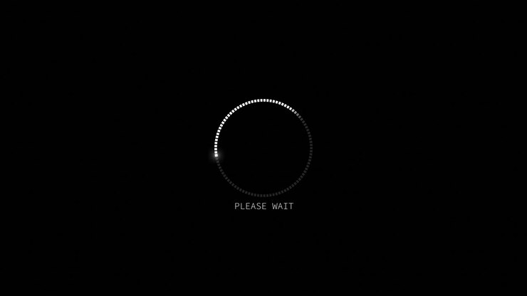 Minimal circular wait indicator visual with bright segmented ring soft white glow and dark empty